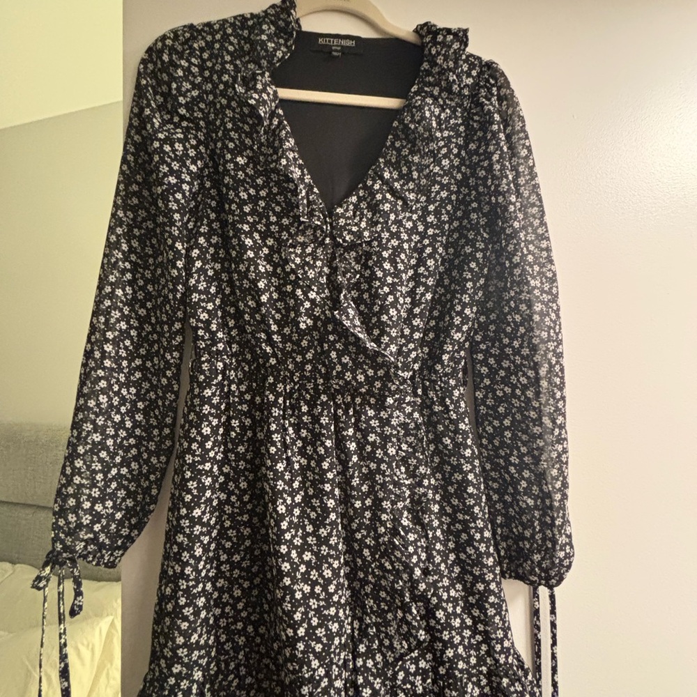Kittenish Black Floral Dress